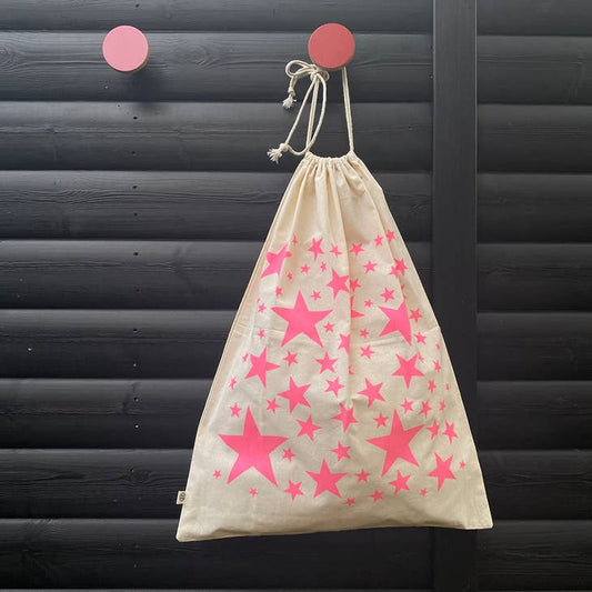 Drawstring Sack - Pink Stars