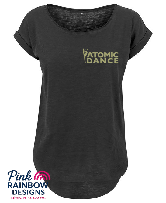 Women's long slub tee - Christmas Limited Edition - Champagne Gold Glitter Print