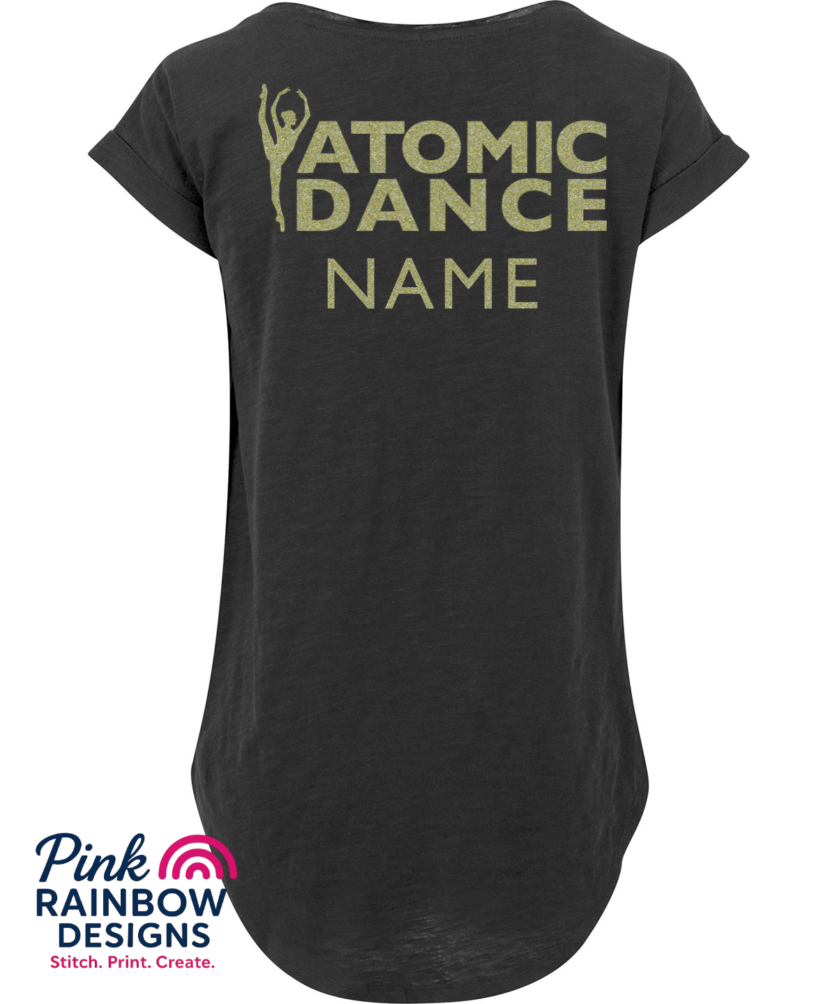 Women's long slub tee - Christmas Limited Edition - Champagne Gold Glitter Print